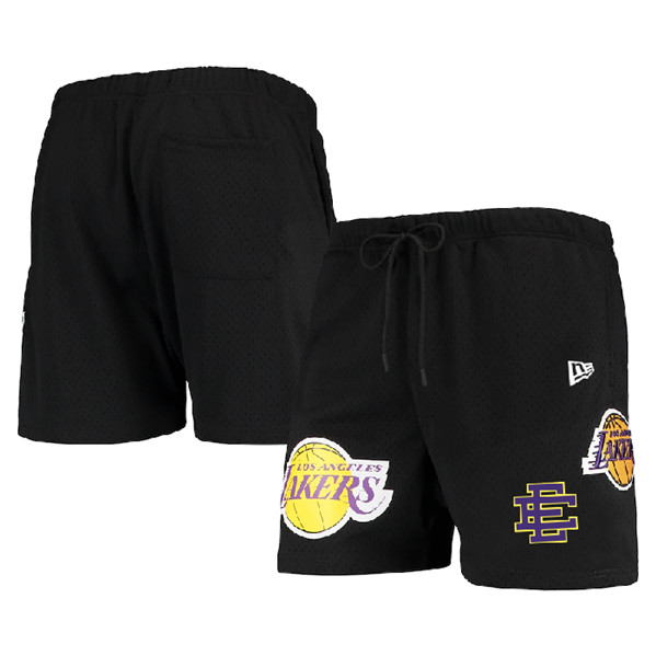 Men's Los Angeles Lakers Black Shorts - Click Image to Close